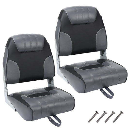 2 Pack Folding Boat Seats Low Back, Fishing Boat Seat with Thickened Sponge Padding, Weather-Resistant Captain Chairs
