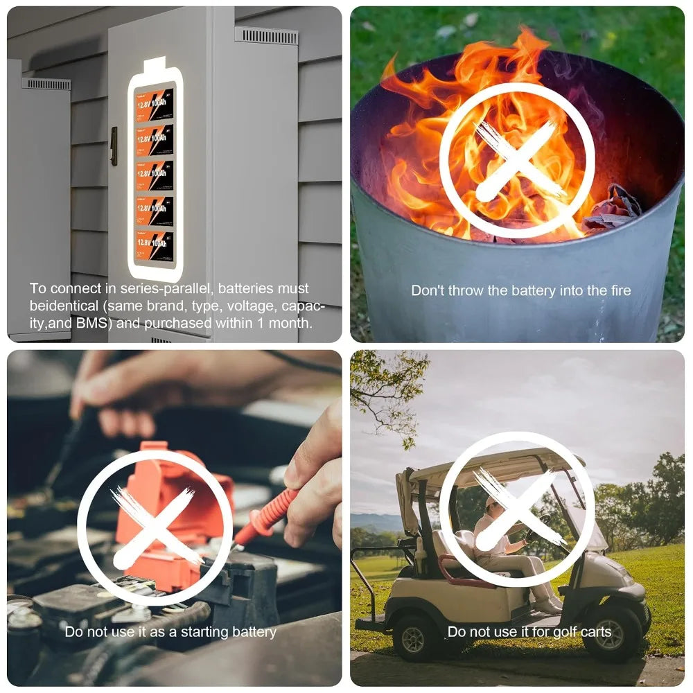 24V 100Ah LiFePO4 Battery, Built-in 100A BMS, 2560Wh, 10000+ Deep Cycles Rechargeable, Custom