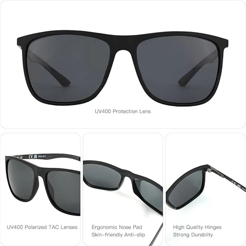 ZENOTTIC Carbon Fiber Prescription Sunglasses Square Polarized Optical Sun Glasses Shade for Driving Fishing Golf Sport