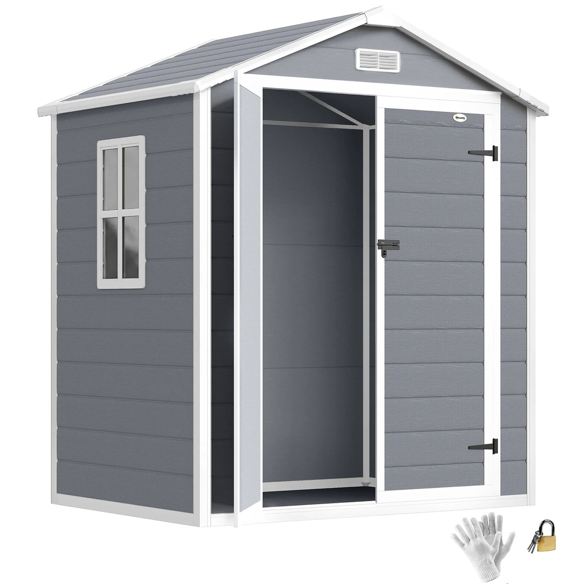 Outdoor Storage Shed 6'x4.5'Garden Shed with Lockable Doors Vent