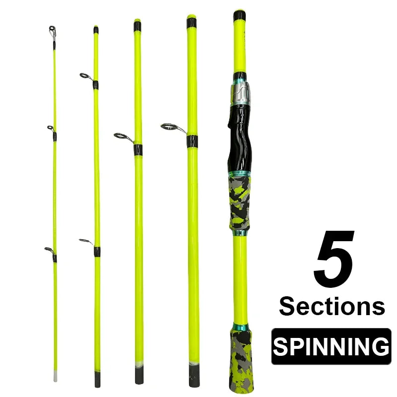 Spinning Casting Carbon Fishing Rod 4-5 Sections 1.8/2.1m Portable Travel Rod Spinning Fishing Rods Fishing Tackle For all Water