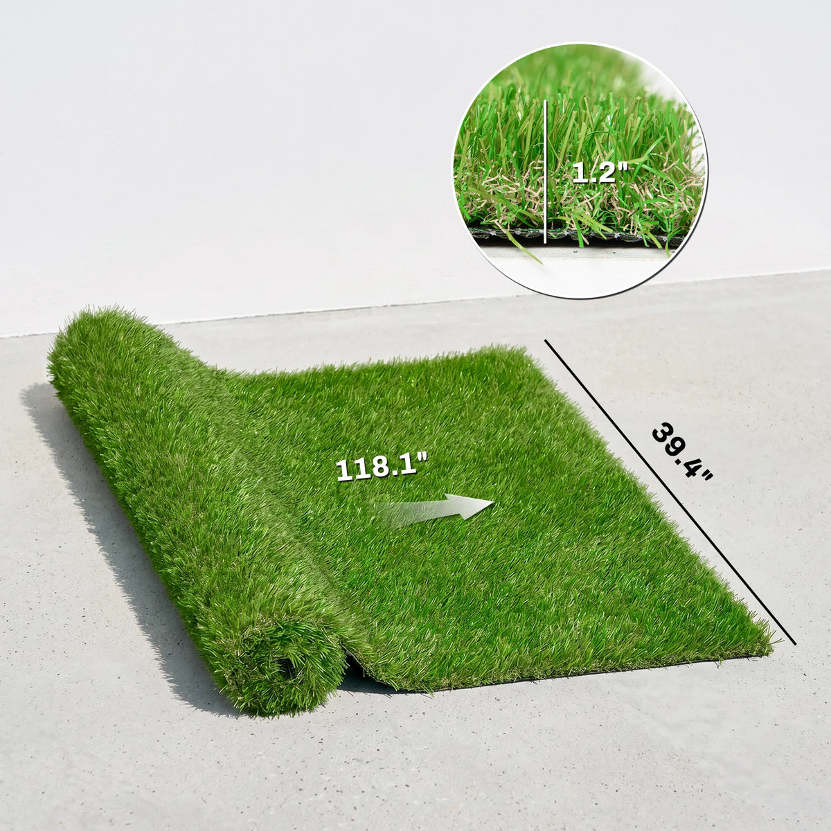 9.8X3.3Ft Artificial Grass Turf Fake Mat Lawn Synthetic Backed Drainage Hole