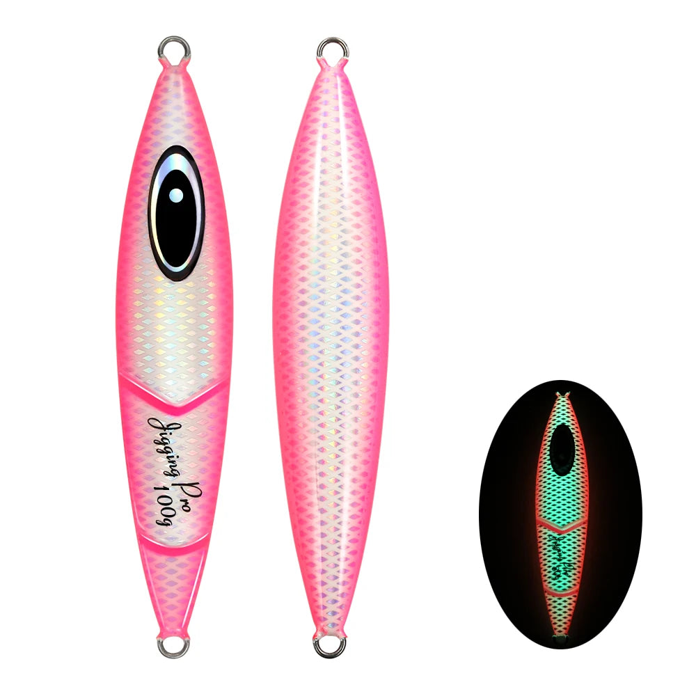 JIGGING PRO Slow Pitch Jigs 80g 100g 120g 150g Cranky Saltwater Shore Jigging Lure Luminous Spoon Metal Jig Fishing Lures