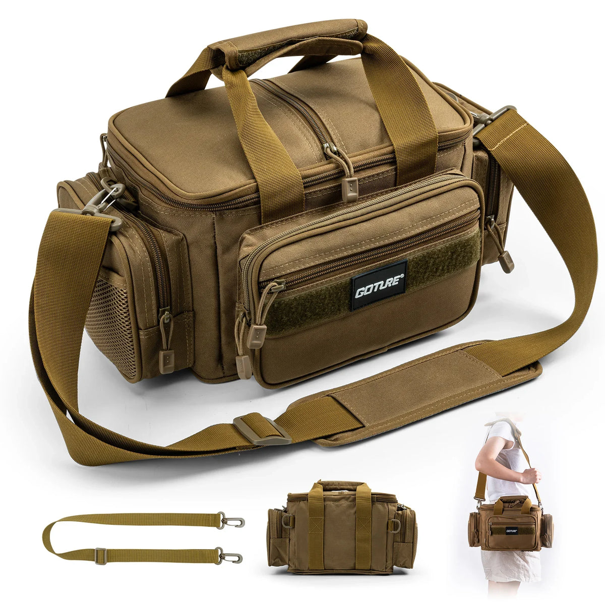 Goture Fishing Bags Waterproof 600D Oxford Fabric High Capacity Storage Durable Fishing Gear Bags for Men Outdoors Bag