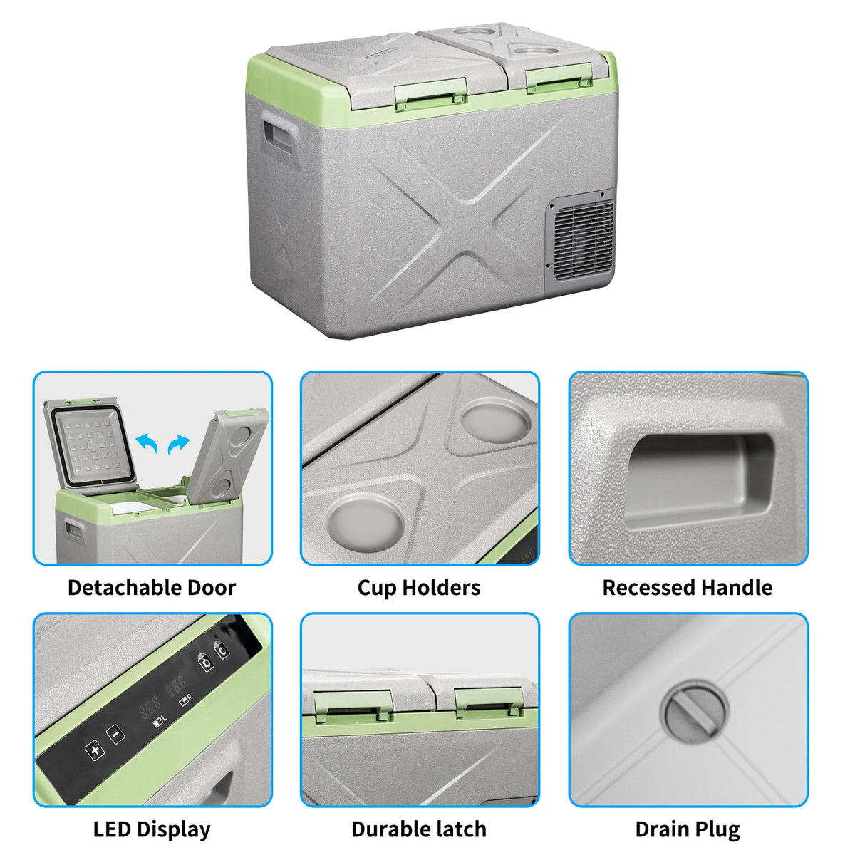 Alpicool XD35 Portable Car Fridge Compact 12V 220V Fridge Freezer with LED Light for Car & Boat