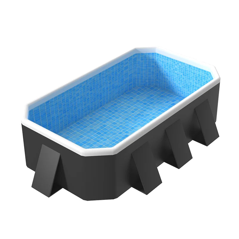 Non-Inflatable Foldable Swimming Pool 2.6/3M Multi-Layer Thick Wearproof PVC Family Pool with Dual Fast Drain Portable Outdoor Backyard Tub for Kids Adults