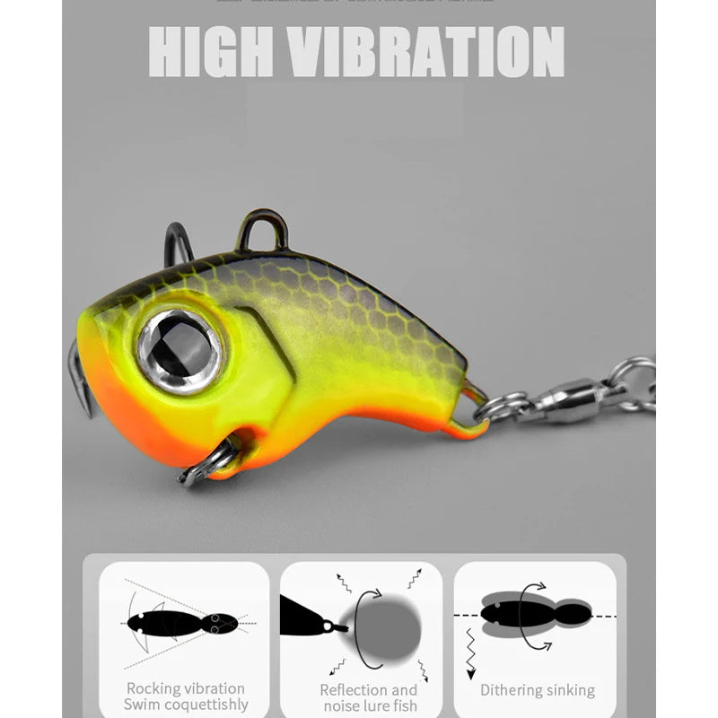 A Set of 5 Hard-Metal Lure Fishing Games, Rotating Spoon VIB, Artificial Bait for Catching Bass, Suitable for Both Freshwater an