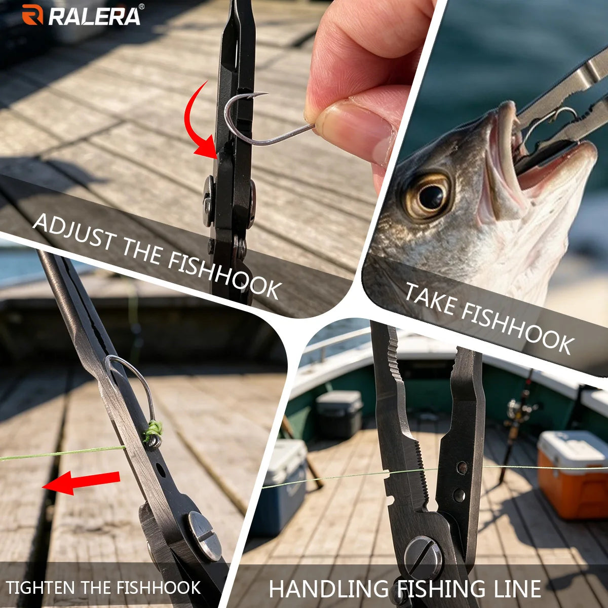 RALERA Saltwater Resistant Fishing Gear Tackle Kit: Fillet Knife, Fish Lip Gripper, Split Ring Fishing Pliers, Fishing Gifts for