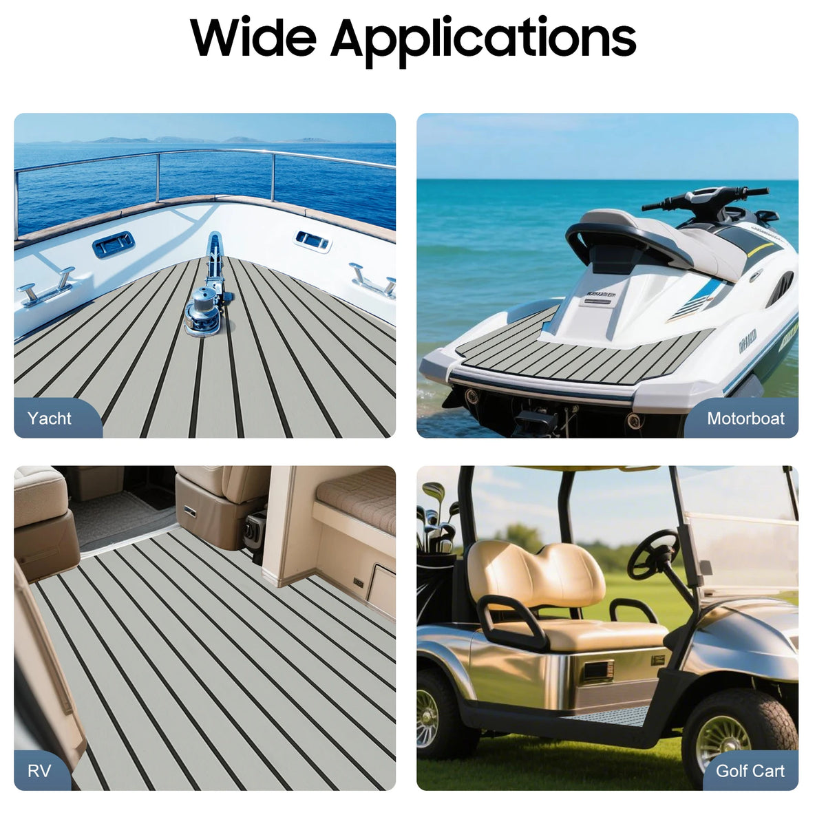 240x90cm EVA Foam Teak Floor Mat 6mm Thick Anti-Slip Self-Adhesive Pad Cuttable Waterproof Marine Carpet for Boat Deck RV Yacht