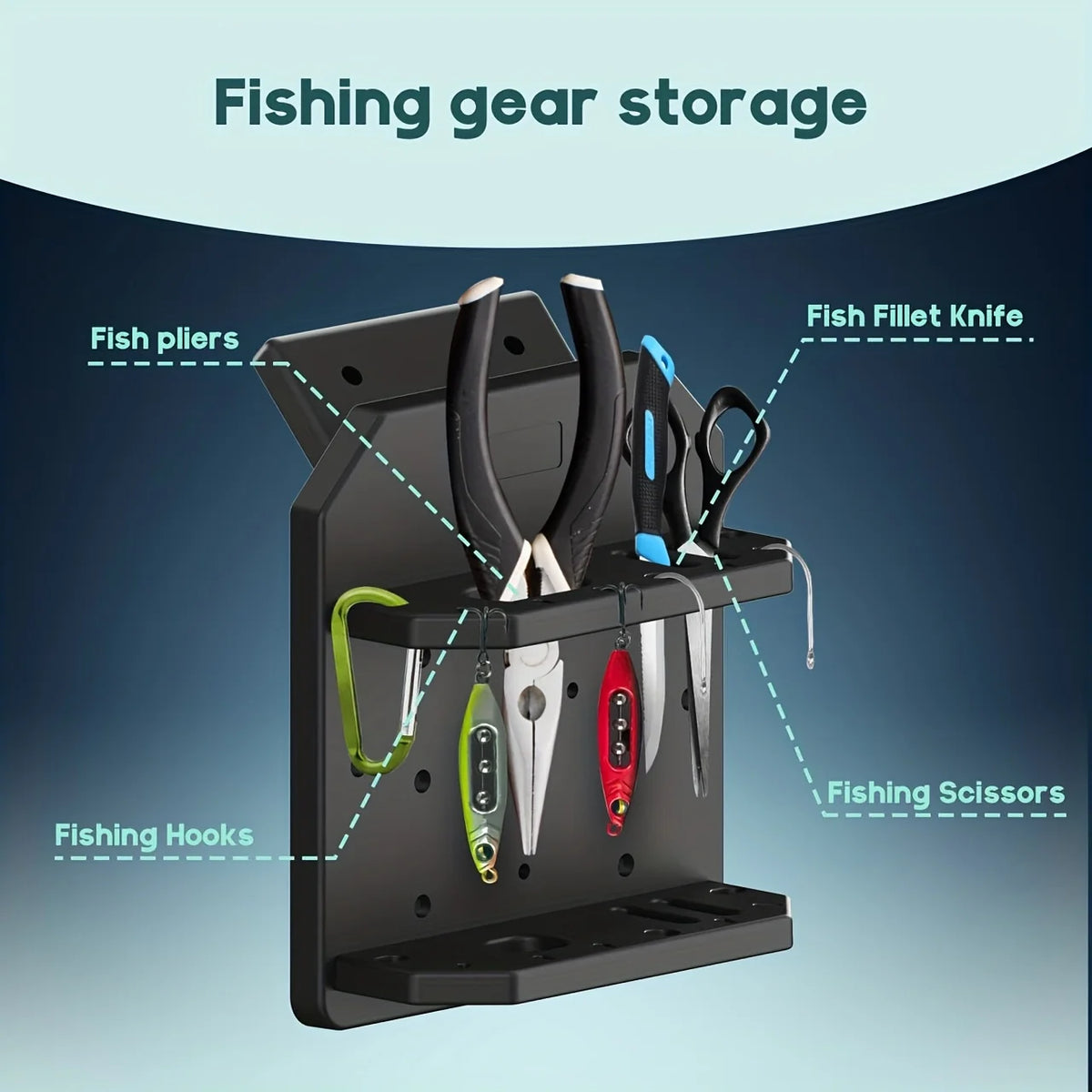 Boat Versatrack Tool Holder Rack, Knife & Plier Organizer with 16 Lure Slots, Marine-Grade Track System for Lund/Ranger