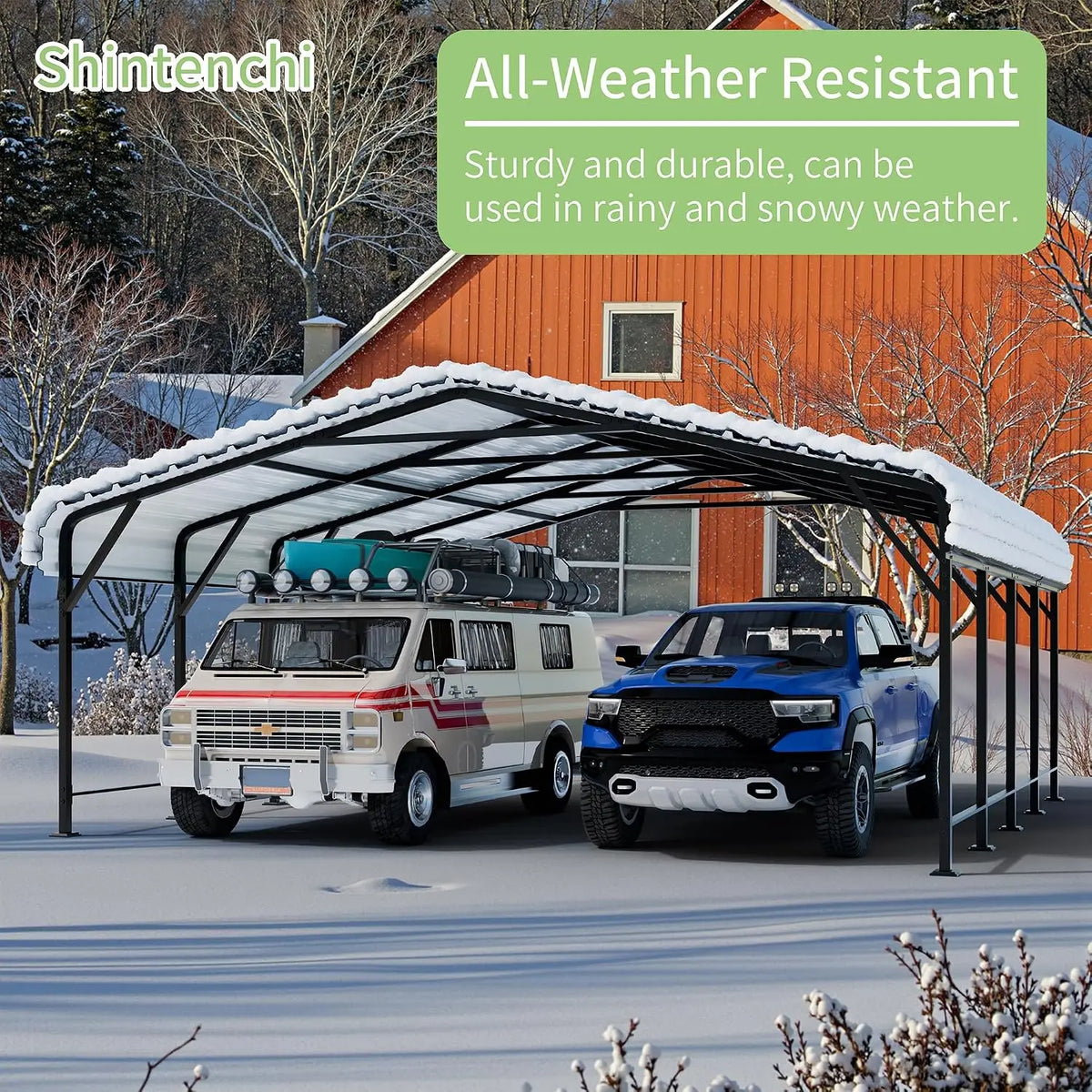 20x20 FT Metal Carport, Oversized Carport Garage with Enhanced Base, Outdoor Galvanized Car Shelter, Heavy Duty, Custom