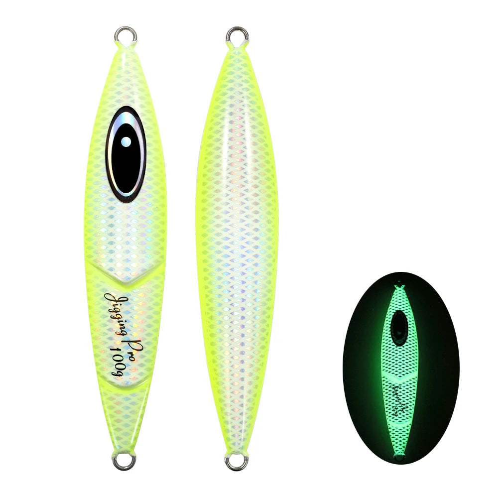 JIGGING PRO Slow Pitch Jigs 80g 100g 120g 150g Cranky Saltwater Shore Jigging Lure Luminous Spoon Metal Jig Fishing Lures
