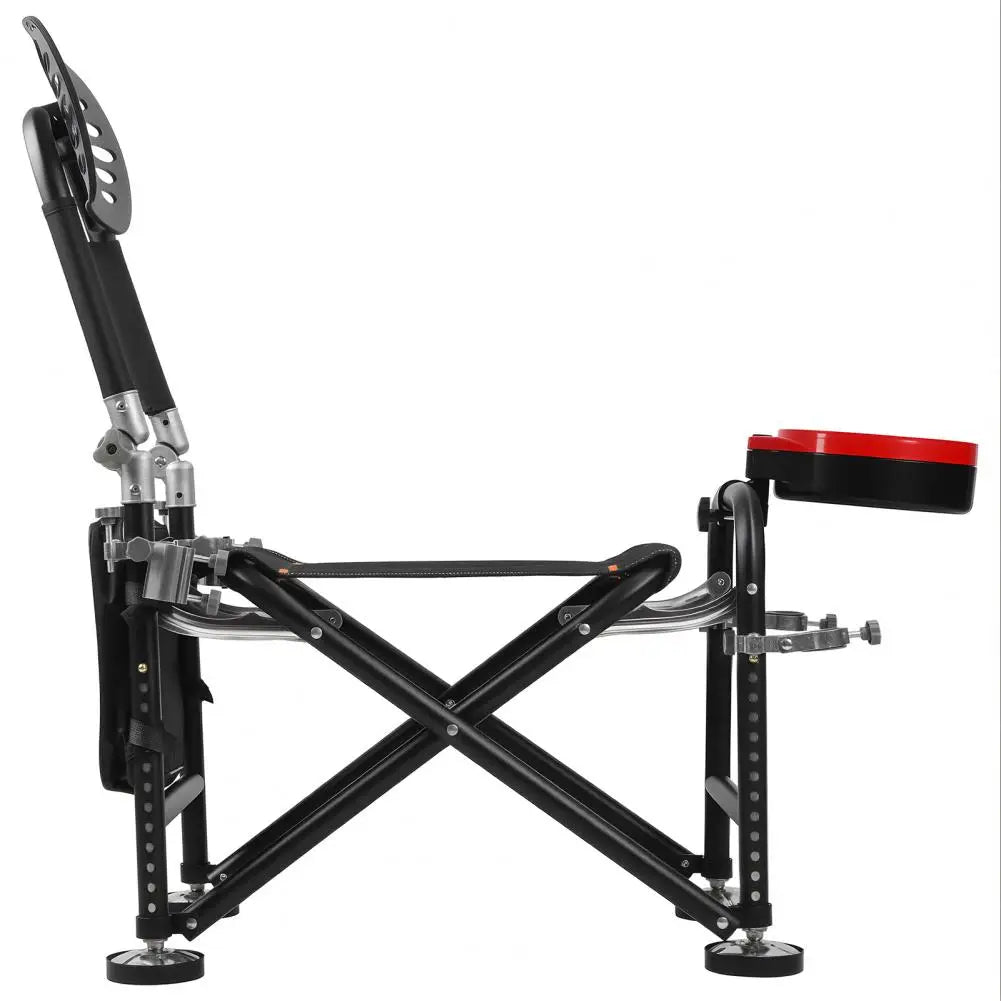21cm Height Adjustable 13 Gears Fishing Chair Folding Outdoor Deck Chair with Backrest Rod Holder Fishing Gear Gift