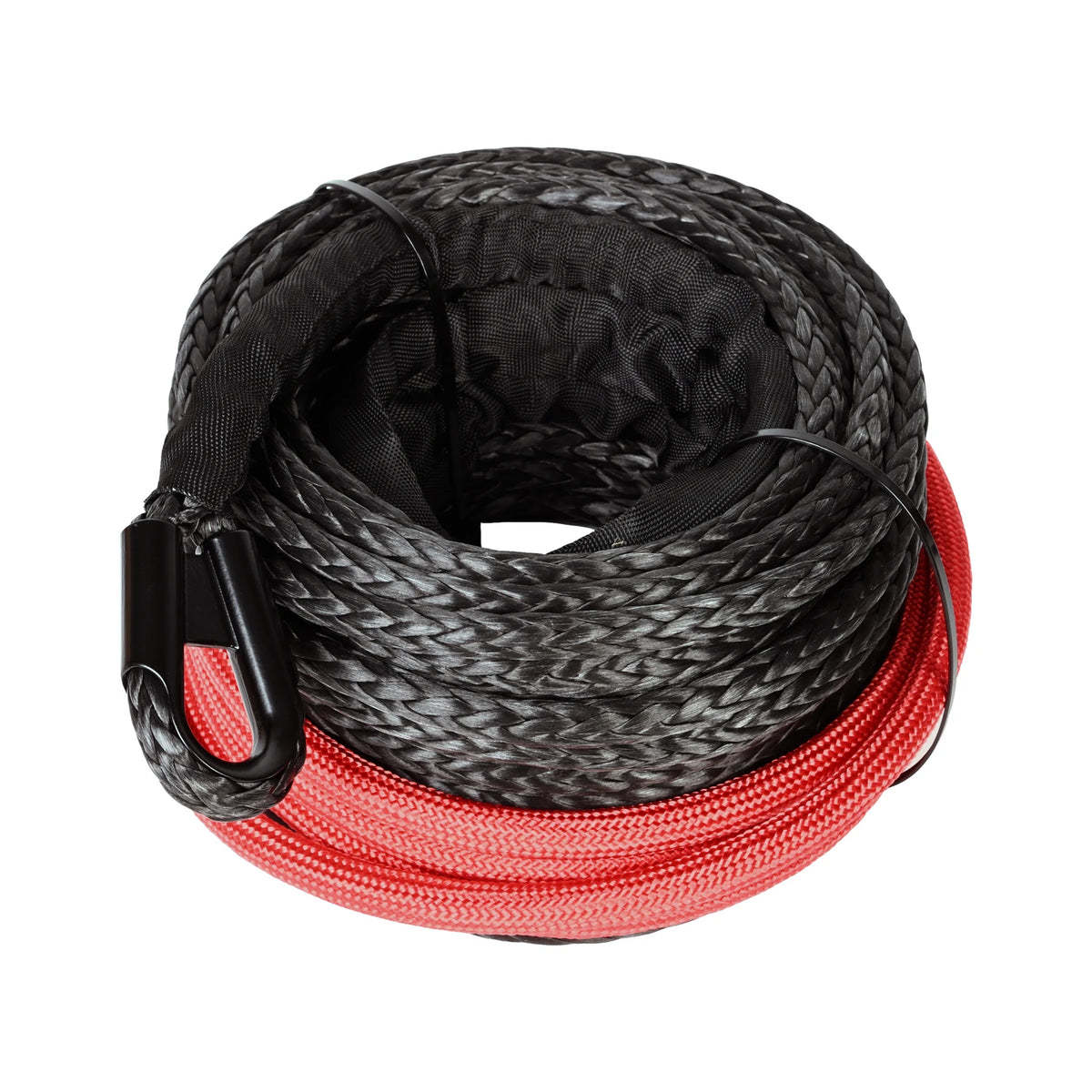 boshili 10mm x 26m 22000LBs Synthetic Winch rope Cable Rope with Black Protecing Sleeve for ATV UTV SUV (black)