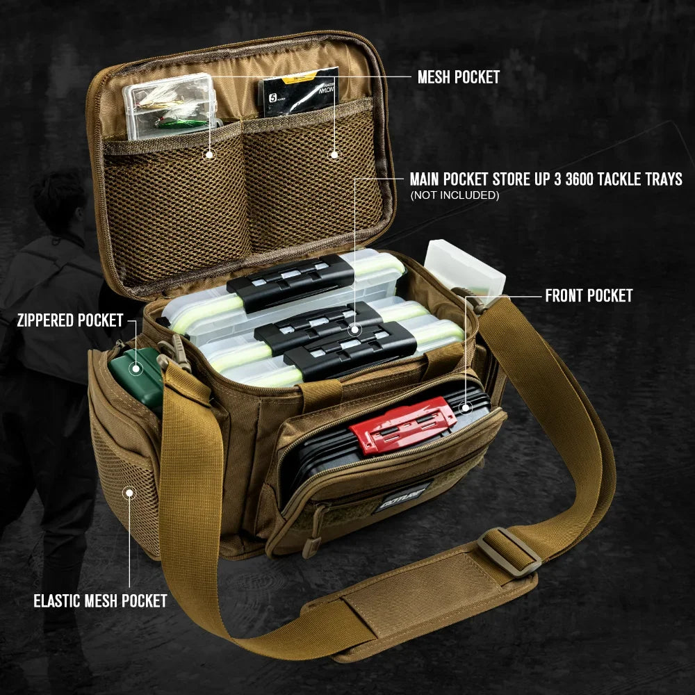 Goture Fishing Bags Waterproof 600D Oxford Fabric High Capacity Storage Durable Fishing Gear Bags for Men Outdoors Bag