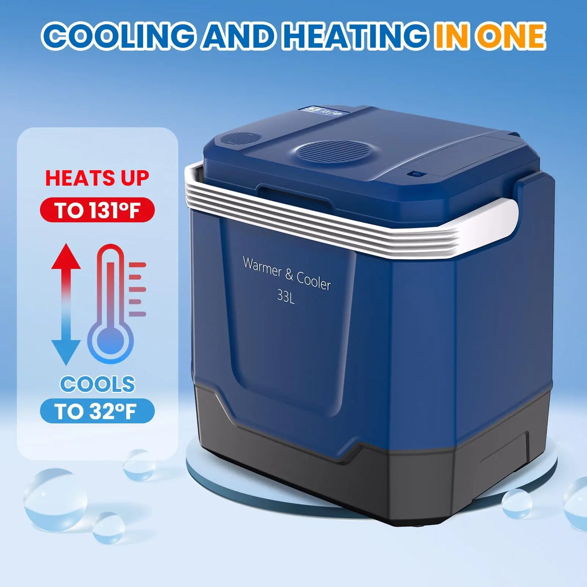 35QT Electric Cooler, Portable Car Refrigerator & Plug-In Cooler with 12V DC & AC Power, Travel Cooler for Camping, Road Trips, Truck Travel & Home Use, car fridge with Locking Handle