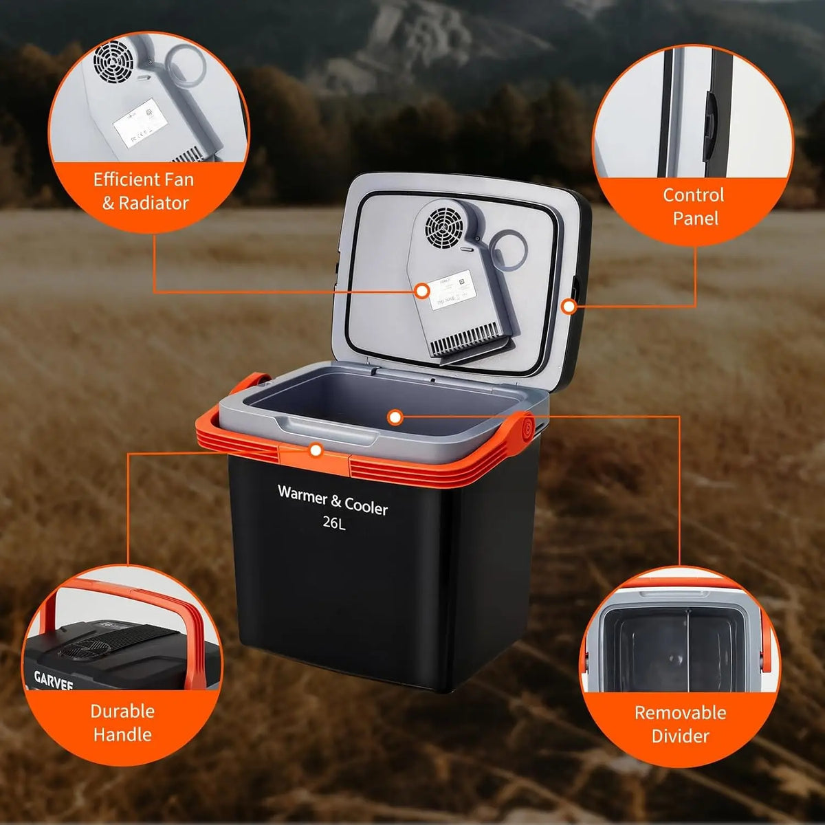Tacleekii 26L Portable Car Refrigerator Mini Freezer  with Auto-Lock Handle Electric Cooler & Warmer Mini Fridge for RVs, Boats, Camping, Fishing