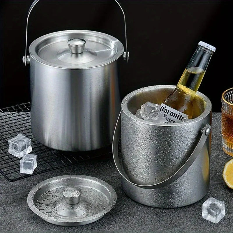 1Pc 1.6L/2L/3L Stainless Steel Insulated Ice Bucket Wine Beer Champagne KTV Party Cooler
