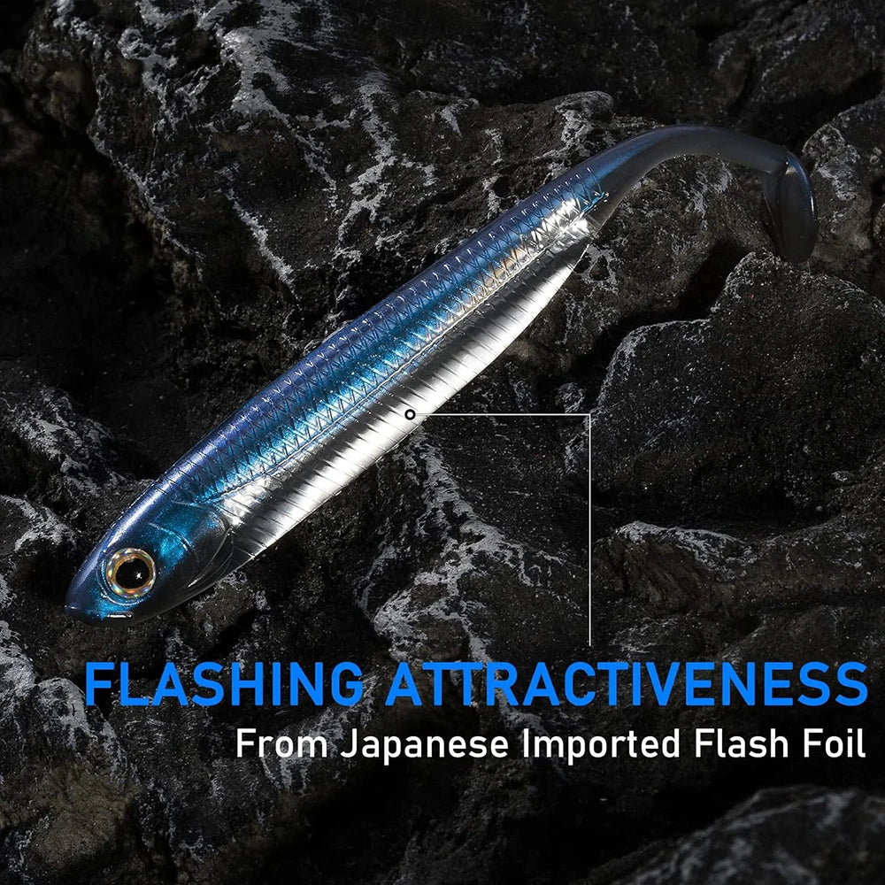 5Pcs Fishing Gear Accessories Soft Bait Set 10CM/12CM Color Flexible Reflective 3D Simulation Fishing Bait Durable Fishing Tool