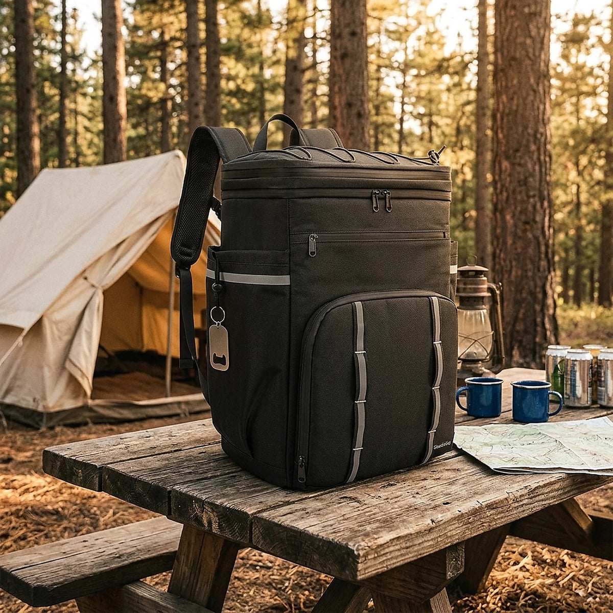 Zoyiancy 41L Insulated Cooler Backpack, Water-Resistant Black Soft Cooler Bag Holds 45 Cans, Large Lunch Backpack with Pockets for Camping, Hiking & Picnics