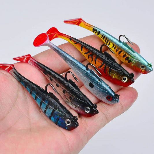 3Pcs Fishing Lure Jig Hook Silicone Soft Bait Set Swimbait 3.6g 9.5g 24.6g Artificial Rubber Baits for Pike Bass