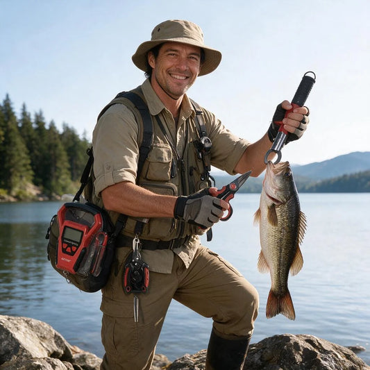 Professional Angling Tool Kit with Electronic Fish Scale, Fish Lip Grabber, Fishing Forceps, Fishing Shears, Multi‑Purpose