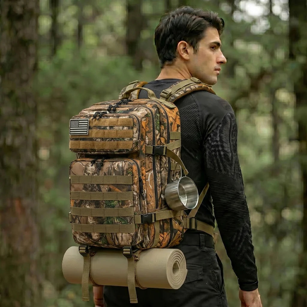 45L Tactical Hunting Backpack Molle Storage Bag Large Capacity Multi Pocket Wear Resistant Outdoor Hunting Gear Rucksack Durable Wild Shooting Daypack For Men Women Hunters Bushcraft Wilderness Trekking Camping Luggage Bag