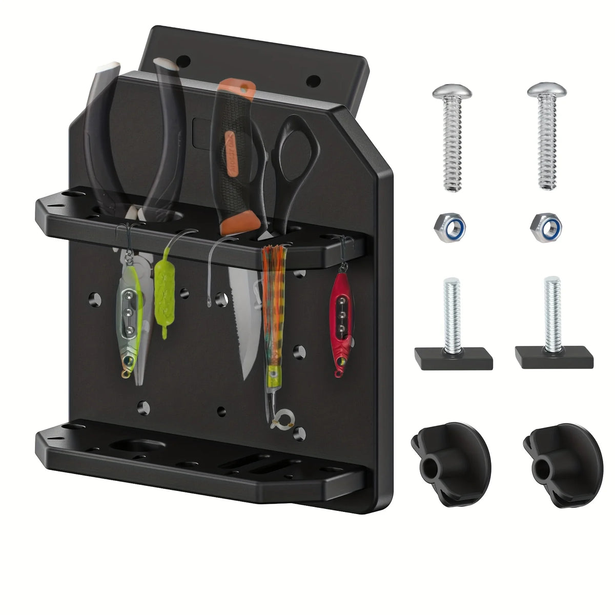 Boat Versatrack Tool Holder Rack, Knife & Plier Organizer with 16 Lure Slots, Marine-Grade Track System for Lund/Ranger