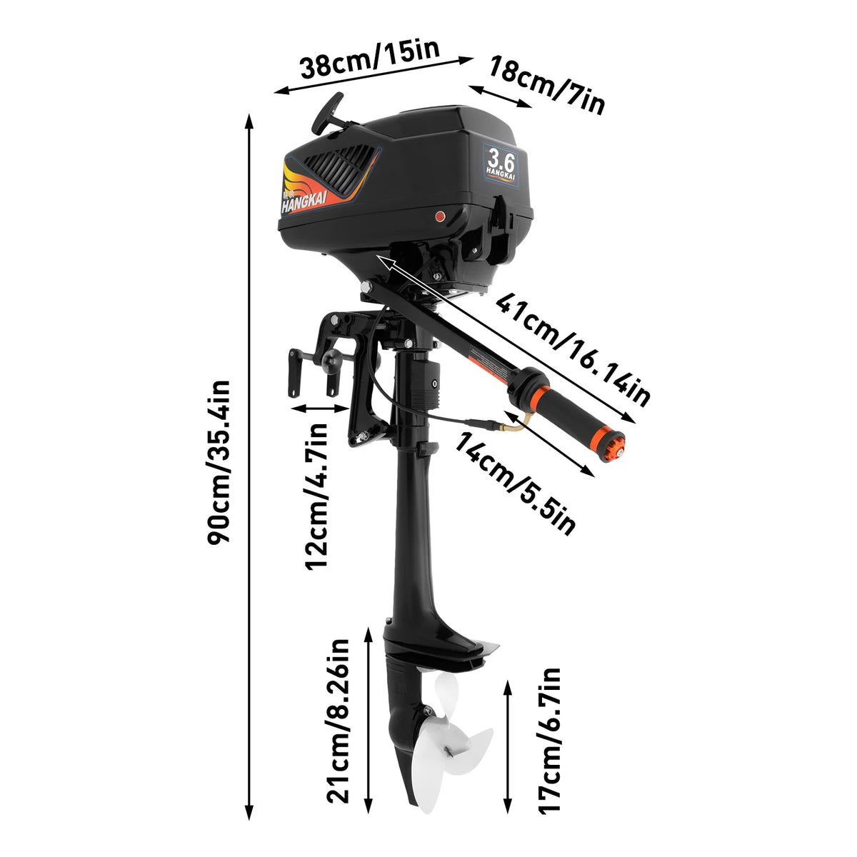 2-Stroke, 3.6 HP Outboard Motor Outboard Engine Manual Start 55cc Motor CDI for Rubber Boats, Inflatable Boats