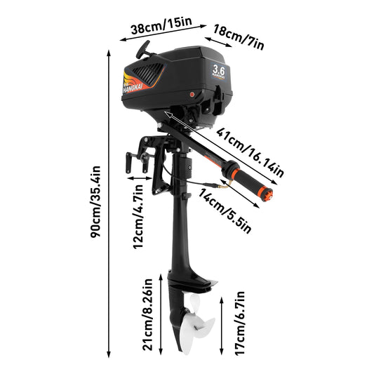 2-Stroke, 3.6 HP Outboard Motor Outboard Engine Manual Start 55cc Motor CDI for Rubber Boats, Inflatable Boats
