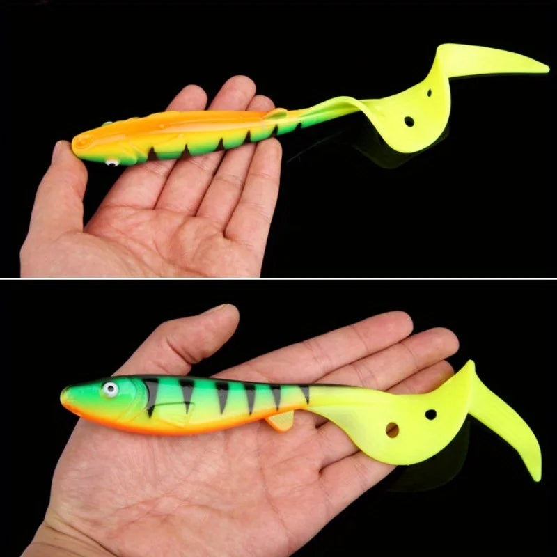 Lifelike 7.5" Curly Tail Swimbait - Slow-Sinking Action Triggers Strikes from Bass, Grouper & More. Saltwater/Freshwater.