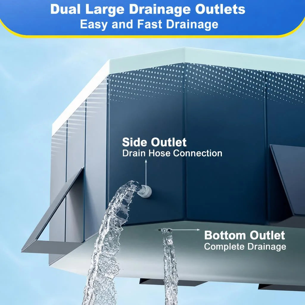 Non-Inflatable Foldable Swimming Pool 2.6/3M Multi-Layer Thick Wearproof PVC Family Pool with Dual Fast Drain Portable Outdoor Backyard Tub for Kids Adults