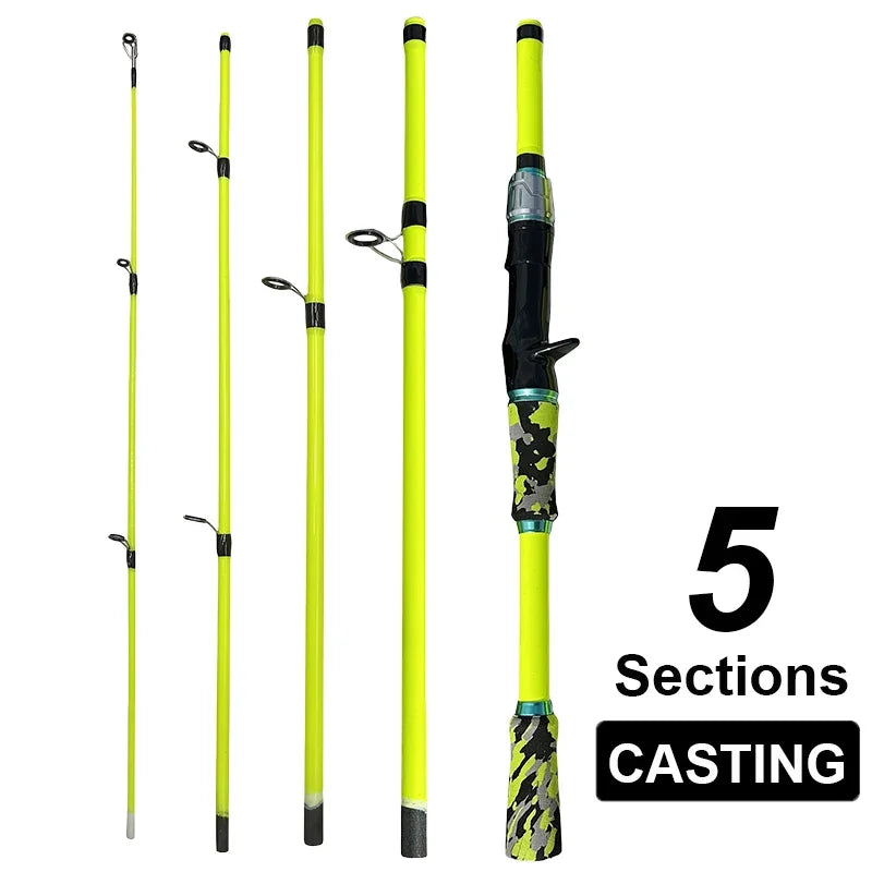 Spinning Casting Carbon Fishing Rod 4-5 Sections 1.8/2.1m Portable Travel Rod Spinning Fishing Rods Fishing Tackle For all Water