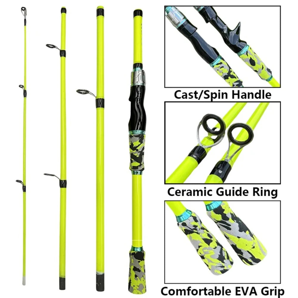 Spinning Casting Carbon Fishing Rod 4-5 Sections 1.8/2.1m Portable Travel Rod Spinning Fishing Rods Fishing Tackle For all Water