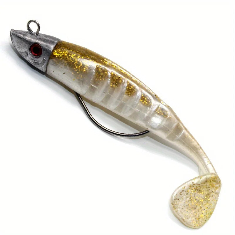 Mixed 6-Piece Set of Jig Head Soft Baits, 3.94inch / 5.12inch Paddle Tail Swimbaits with Jig Heads Suitable for Saltwater and Freshwater Fishing, Detachable Lures, Suitable for Bass, White Catfish, Rockfish