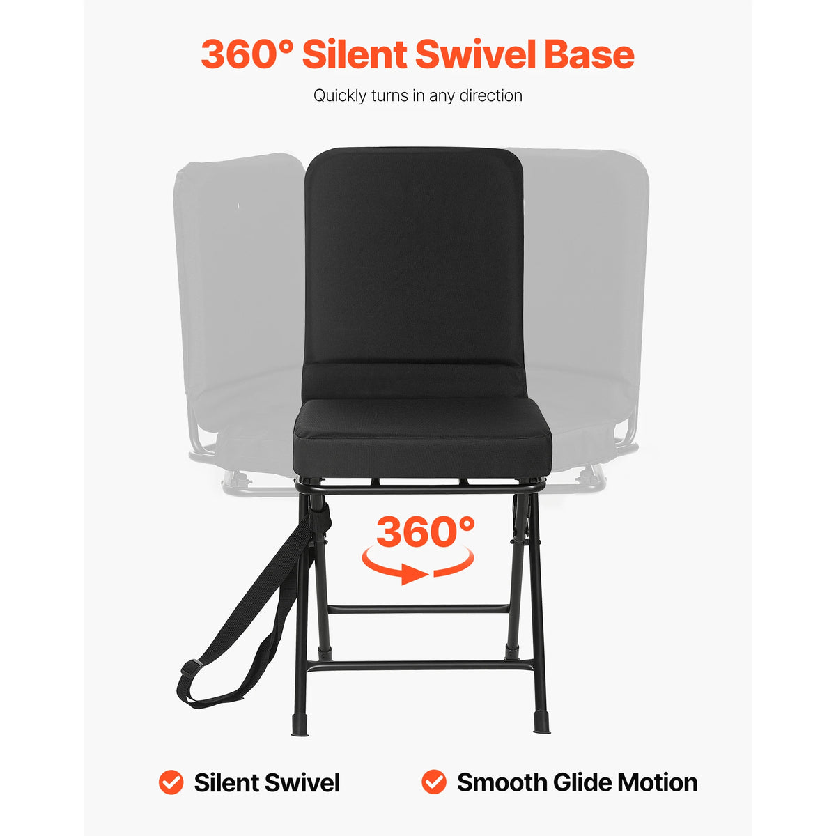 SucceBuy Hunting Chair 360° Silent Swivel Foldable Lightweight Portable Blind Chair with Adjustable Shoulder Strap for Fishing