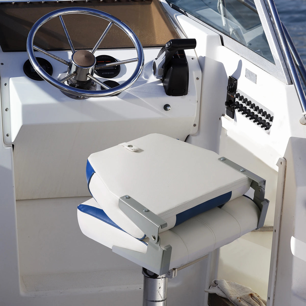 2 Pack Folding Boat Seats Low Back, Fishing Boat Seat with Thickened Sponge Padding, Weather-Resistant Captain Chairs