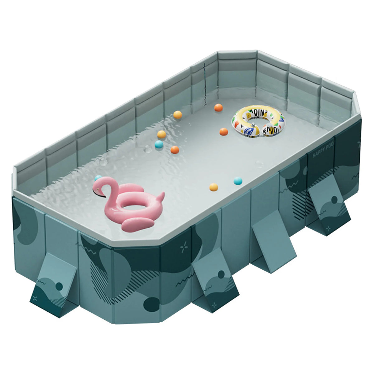 Non-Inflatable Foldable Swimming Pool 2.6/3M Multi-Layer Thick Wearproof PVC Family Pool with Dual Fast Drain Portable Outdoor Backyard Tub for Kids Adults
