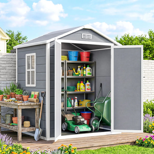 Outdoor Storage Shed 6'x4.5'Garden Shed with Lockable Doors Vent