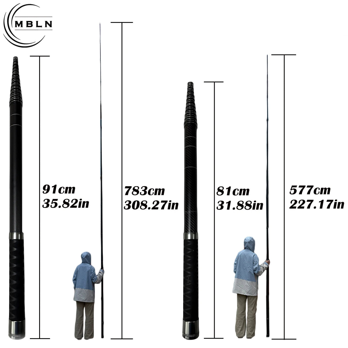 Carbon Fiber Telescopic Landing Net Pole, 6m/8m, Anti-Slip Handle, 8mm Universal Net Head, Ideal for Sea Fishing