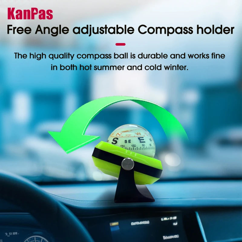 KanPas Dash Board Compass for Car/Innovative Double Dials/Powerful Luminous Capsule/Adjustable Compass Holder