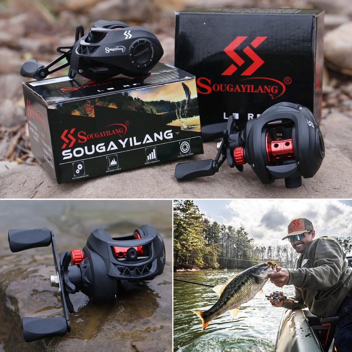Sougayilang 1.8-2.4m Casting Fishing Combo Telescopic Fishing Rod and 7.2:1 High Speed Fishing Reel with 150M Line Pesca