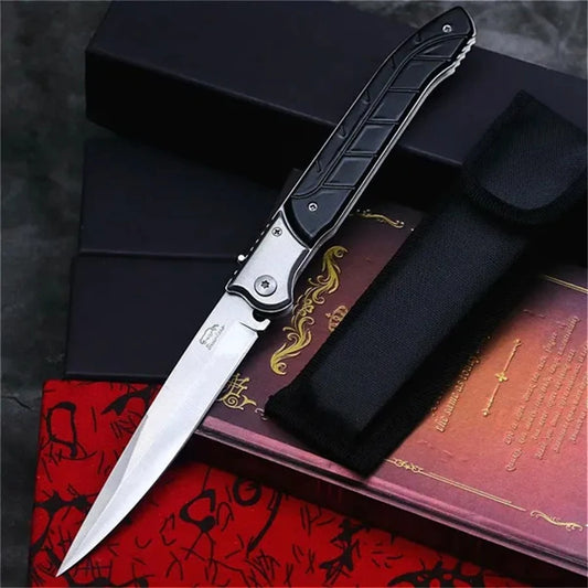 12" Large Folding Pocket Knife, EDC Knife, Stainless Steel Blade and Wooden Handle Folding Knife for Men Outdoor Camping Hunting