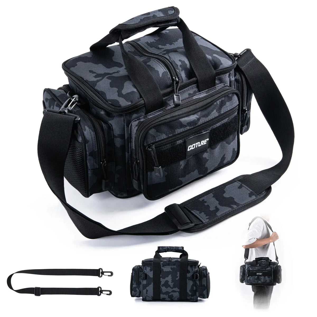 Goture Fishing Bags Waterproof 600D Oxford Fabric High Capacity Storage Durable Fishing Gear Bags for Men Outdoors Bag