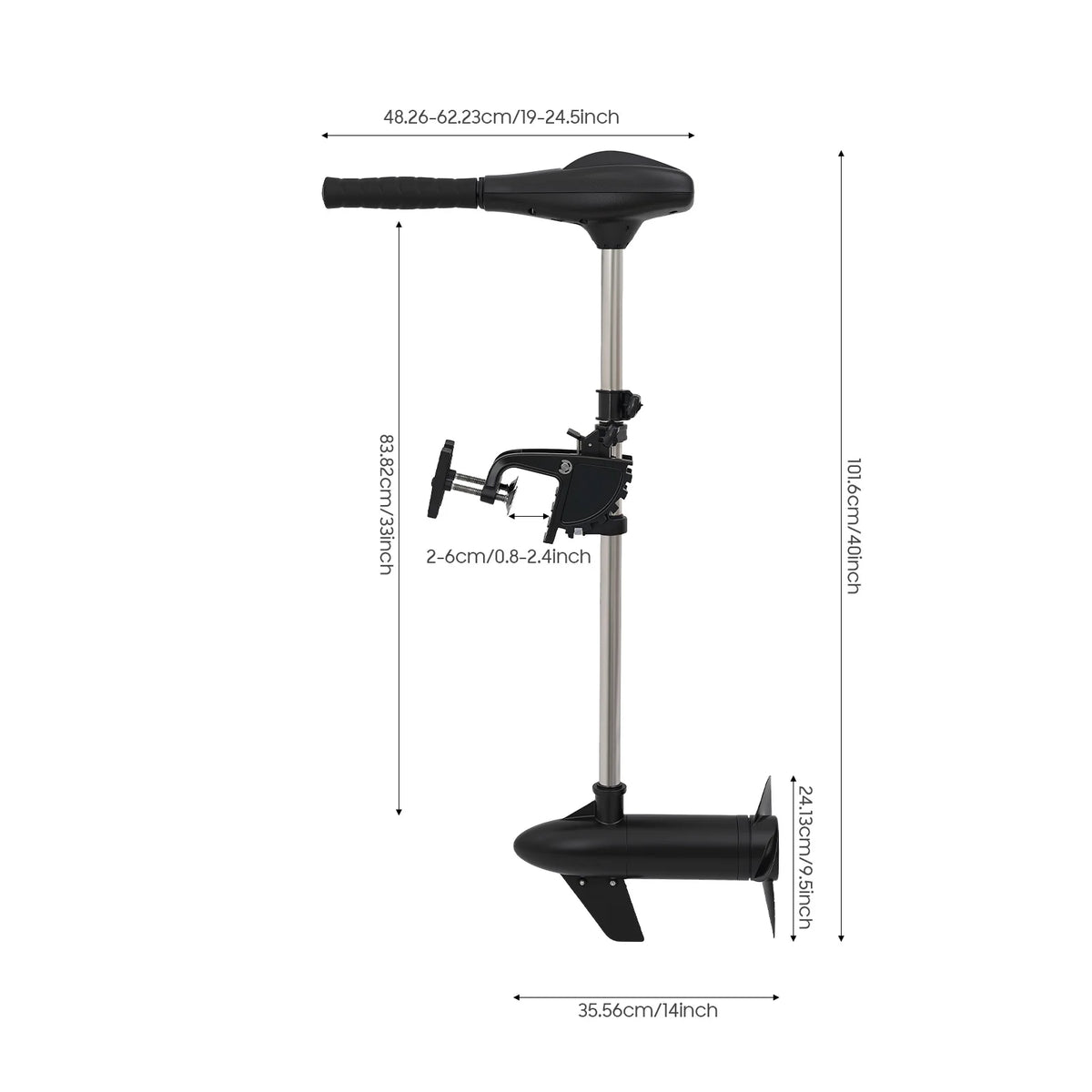 Powerful 40lb Thrust Electric Trolling Motor, 5 Forward Speeds, Adjustable & Durable for Fishing & Inflatable Boats
