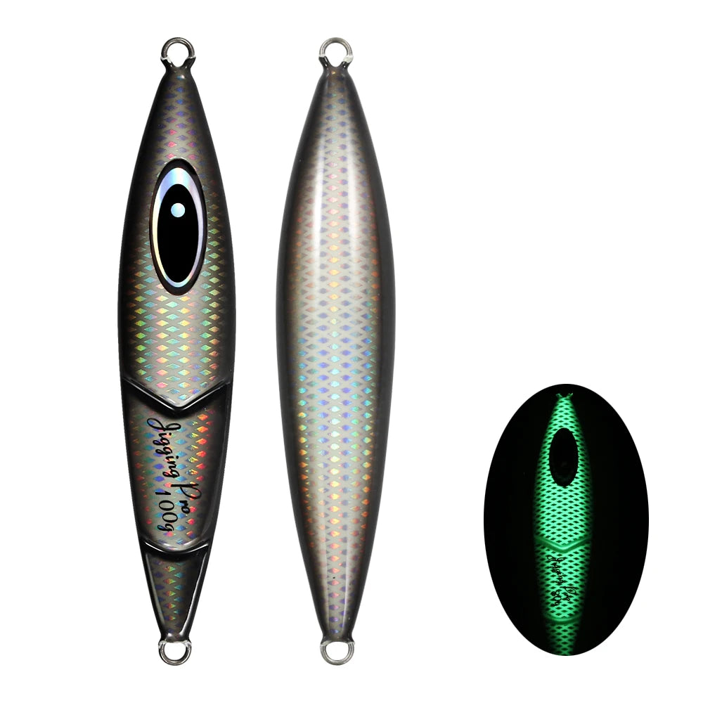 JIGGING PRO Slow Pitch Jigs 80g 100g 120g 150g Cranky Saltwater Shore Jigging Lure Luminous Spoon Metal Jig Fishing Lures