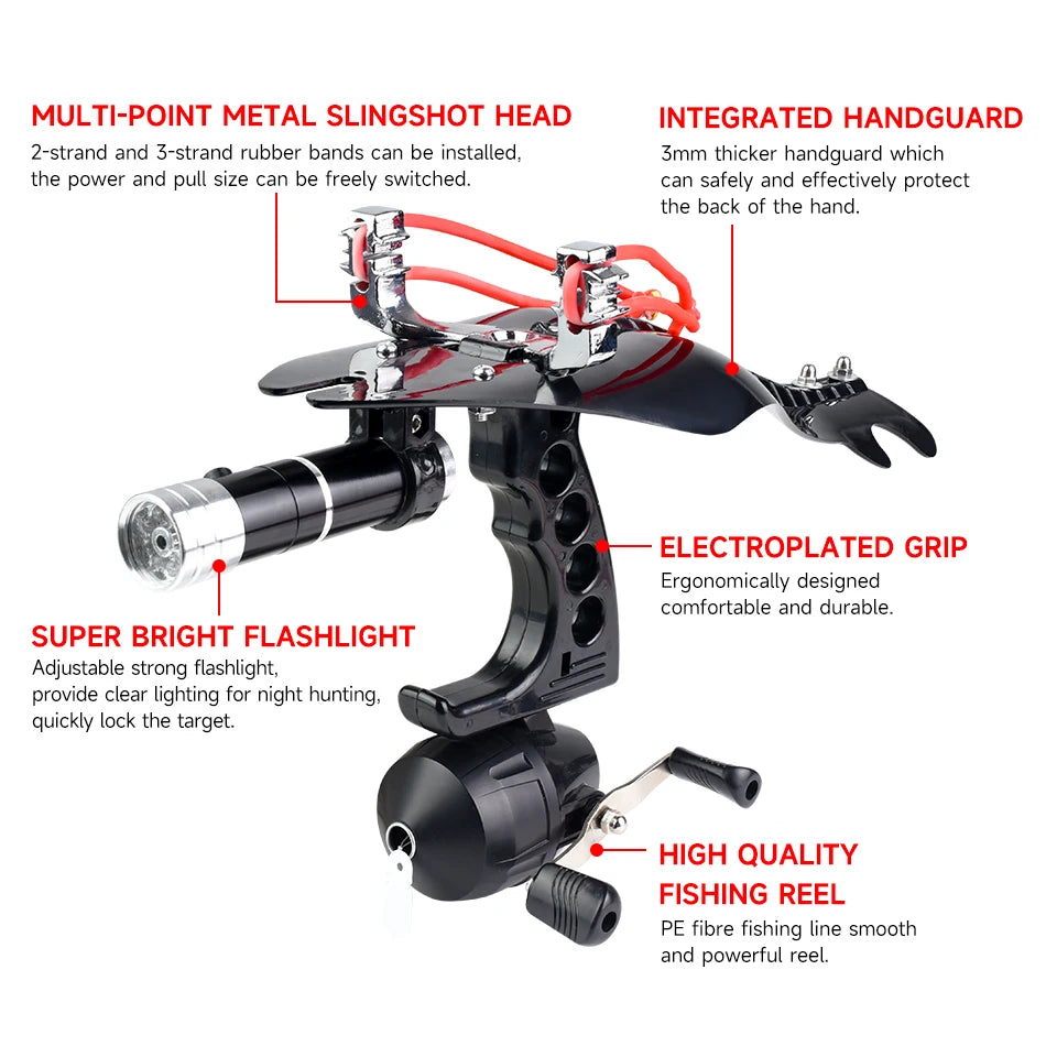 Powerful Laser Protective Plate Fishing Slingshot Aluminum Alloy High-speed Catapult Handguard Slingshot Package Accessories