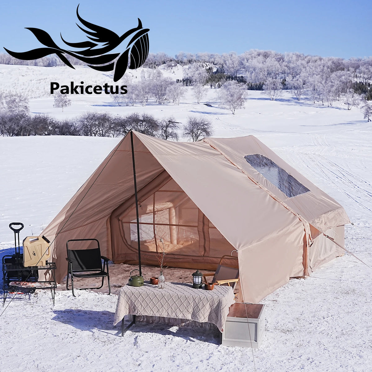 PAKICETUS Inflatable camping tent 4-8 people with windows portable water-resistant camping tent  Four season tents