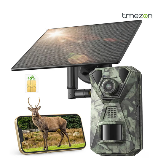 4G LTE Wildlife Camera with App, 2.7K Solar Hunting Trail Camera with SIM Card, Photo Trap Cam, PIR Motion Sensor, Night Vision  NO SD CARD