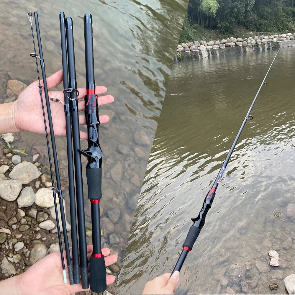 Casting Spinning Fishing Rod 2.1/1.8m UltraLight  Lure Rod  Carbon Fiber Rod Pole 4/5 Section with EVA Handle 3-15g Lure WT